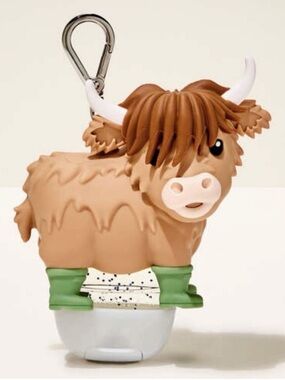 Bath & Body Works Highland Cow PocketBac Hand Sanitizer Holder Keychain NWT